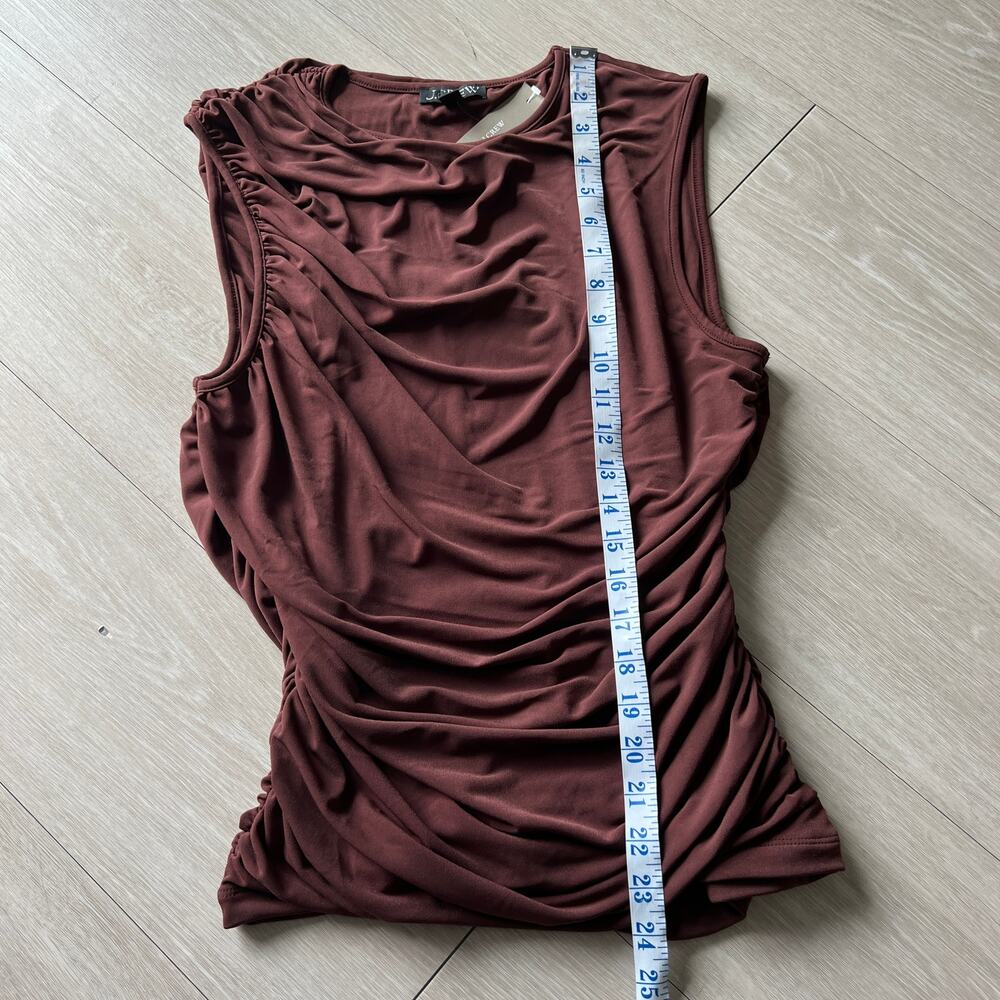 J Crew Ruched Shell Top In Matte Jersey Large Brown - Picture 5 of 13
